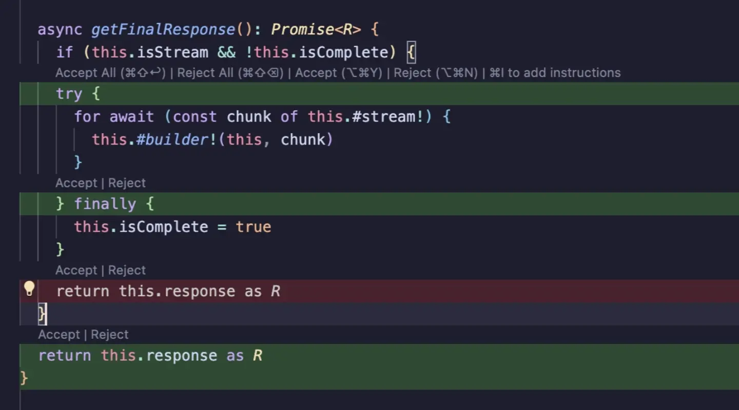 Inline instruction changes